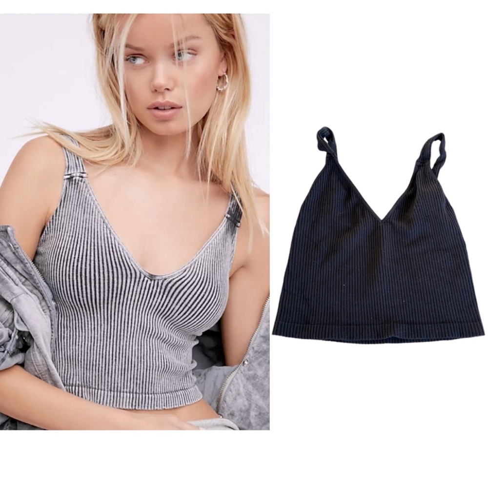 Free People | Washed Seamless Crop NWOT |  Black